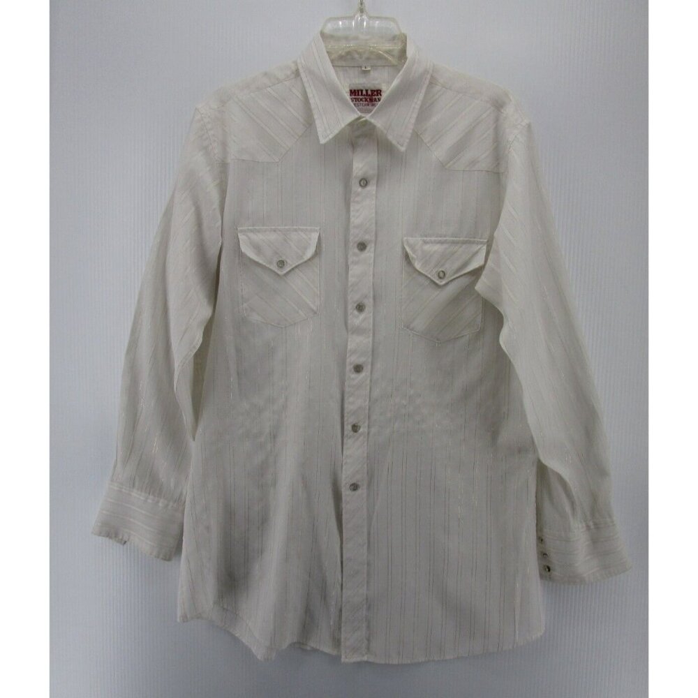 VINTAGE Miller Stockman Shirt Large Western Pearl Snap Rockabilly